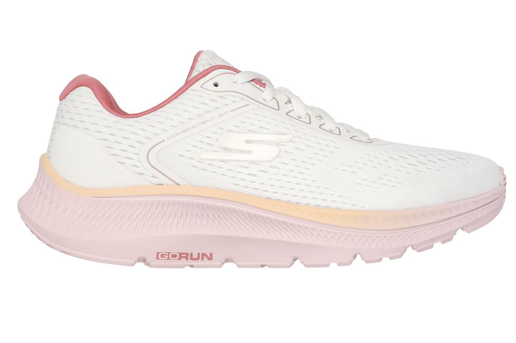 Zapatillas Running Mujer Skechers GO RUN Consistent 2.0 Mile Marker Blanco Rosa | Comodidad y Amortiguación