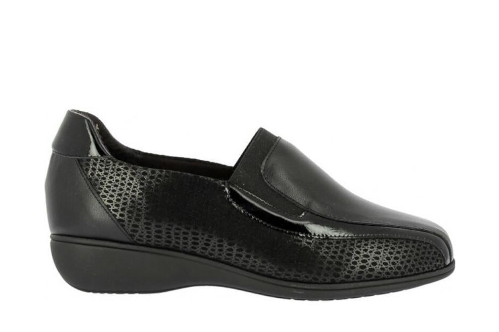 Mocasines Doctor Cutillas 53577 negros para mujer con print metalizado