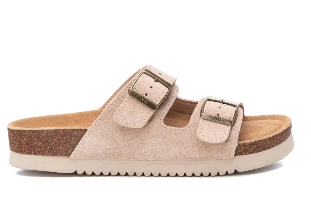 Sandalias planas bio XTI 142552 beige para mujer | Sandalias de piel cómodas y tendencia