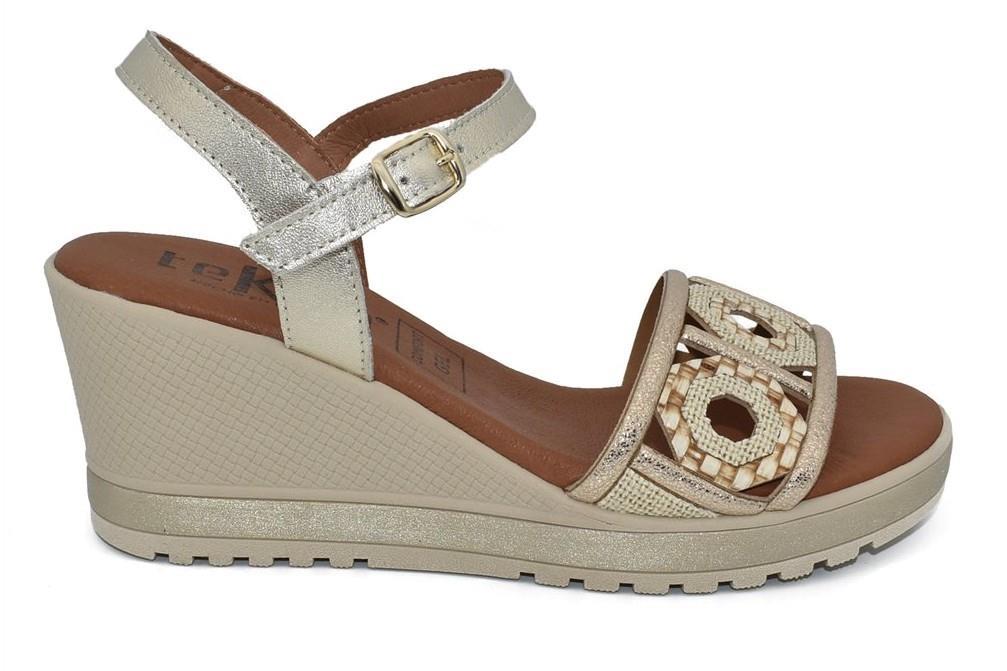 Sandalias con cuña Tekila S-1105 en platino para mujer