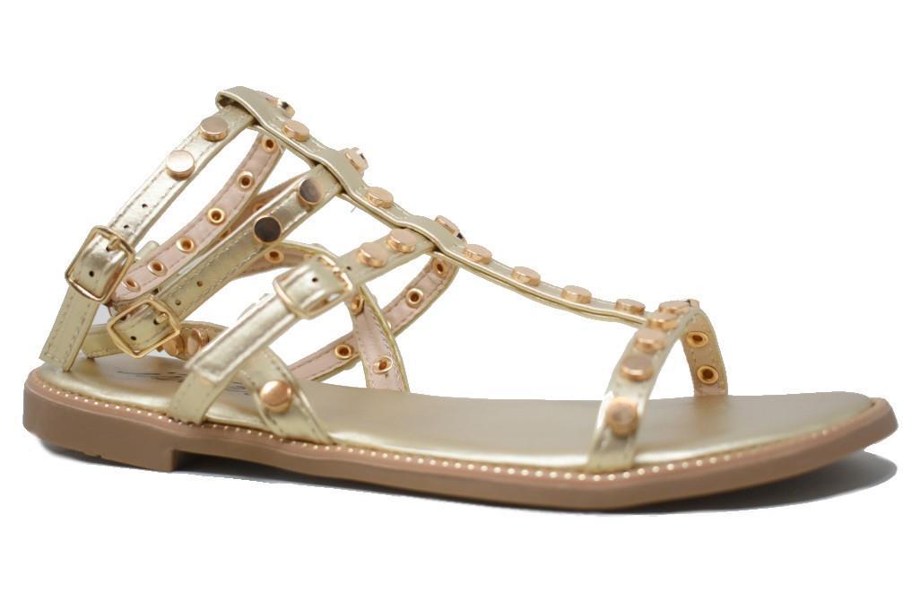 Sandalias romanas Isteria 25097 en oro para mujer