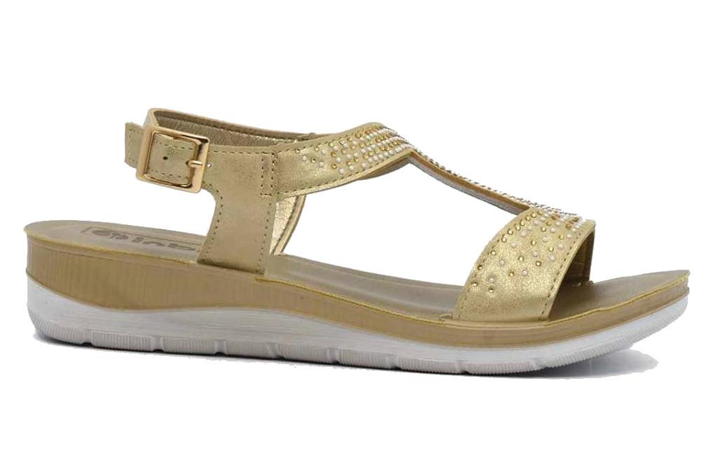 Sandalias deportivas con cuña Inblu BV000049 oro para mujer
