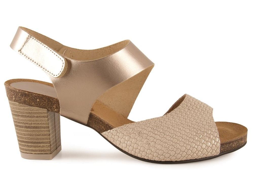 Sandalias con tacón Chamby 2650 en platino para mujer