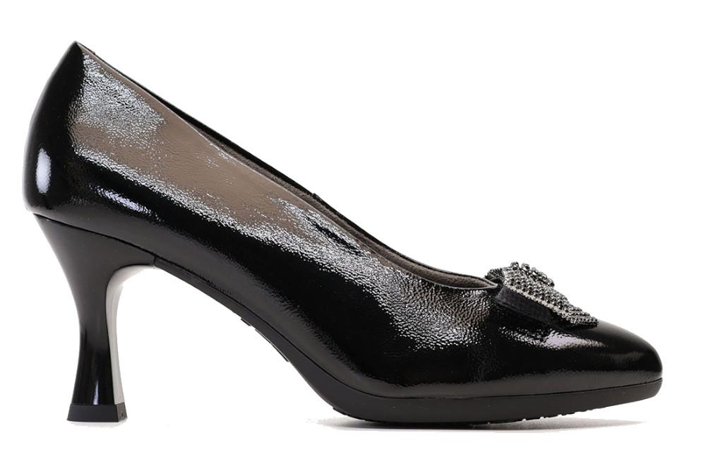 Zapatos de Tacón Pitillos 30531 Negro Mujer – Zapatos de fiesta Charol con Lazo