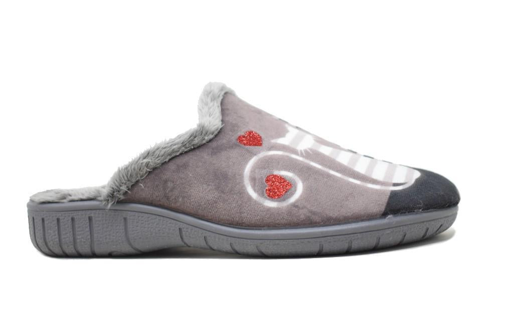 Zapatilla de casa para mujer en color gris