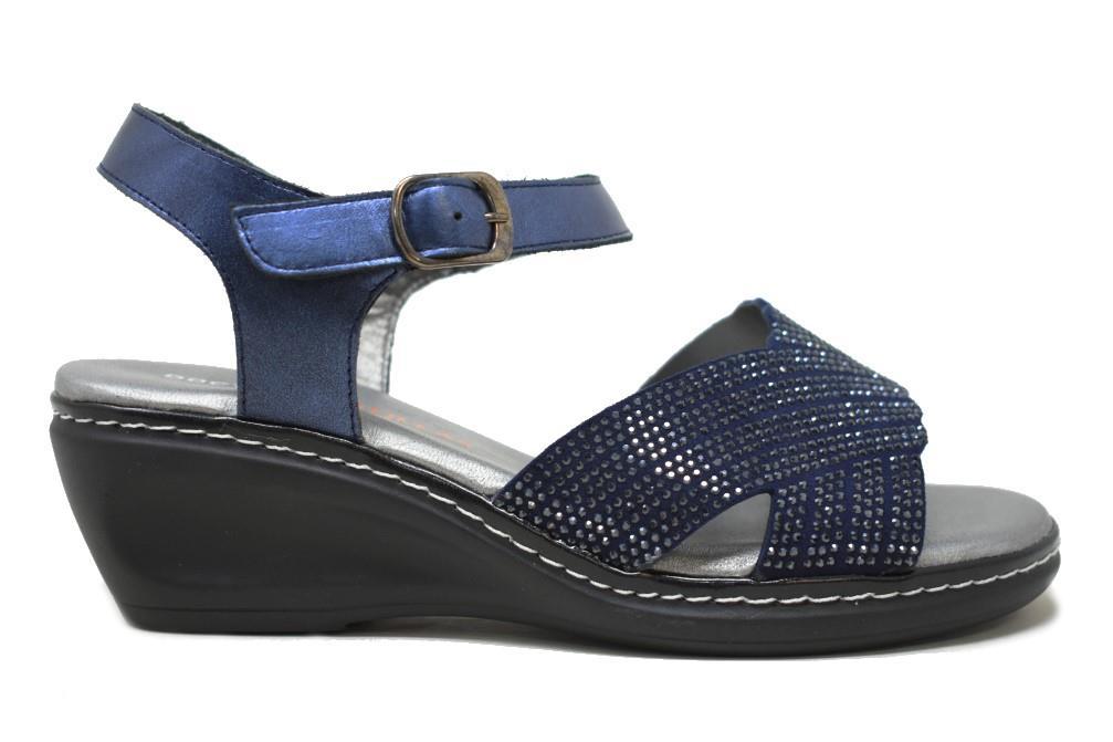 Sandalia de cuña Doctor Cutillas 32160 en azul marino para mujer
