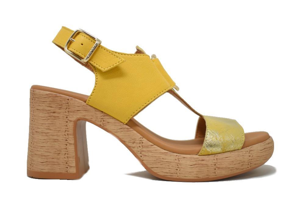 Sandalias de tacón Paula Urban 32-747 Picasso en mostaza para mujer