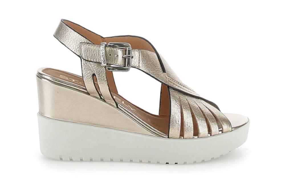 Sandalias con cuña Stonefly Ely 18 en platino para mujer