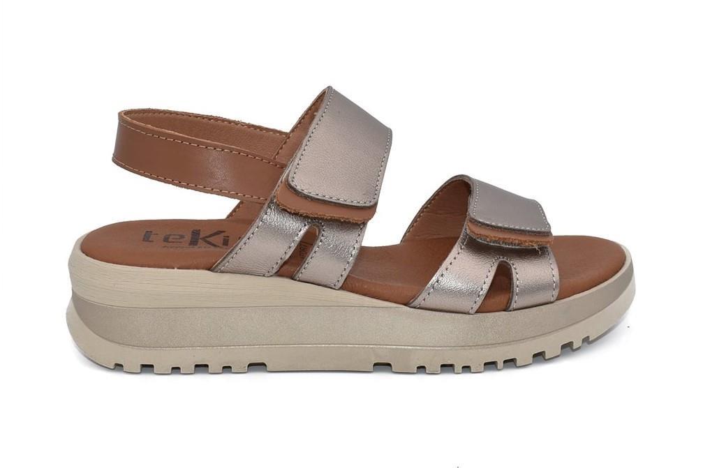 Sandalias con cuña Tekila S107 en cuero para mujer