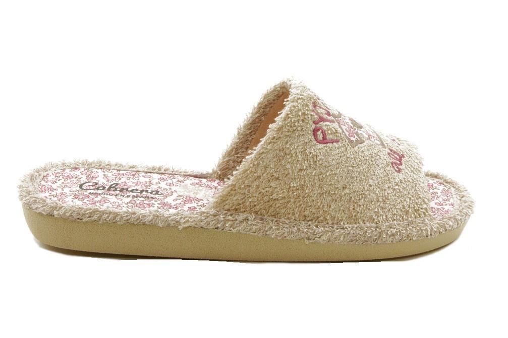 Zapatillas de casa Cabrera 2468 de rizo en tostado para mujer