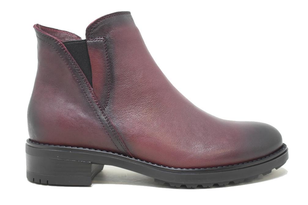 Botines planos cómodos Paula Urban 9-1167 Pull en burdeos