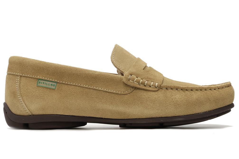 Mocasín náutico Pitillos PIERO 40350 taupe en serraje marrón – Zapato cómodo y elegante para hombre