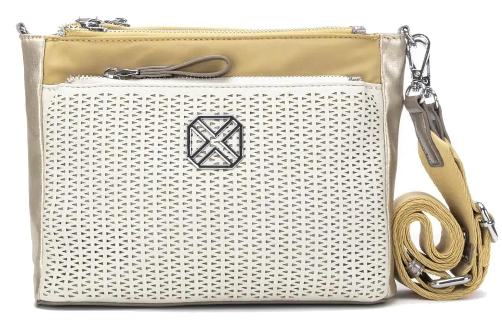 Bolso Bandolera Pequeño Mujer XTI amarillo 184550 – Diseño Elegante con Detalle Rafia y Cremallera