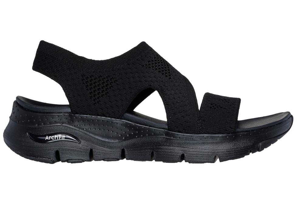 Sandalias deportivas Mujer Skechers Arch Fit 119458 Negro | Plataforma Confort y Soporte Plantar