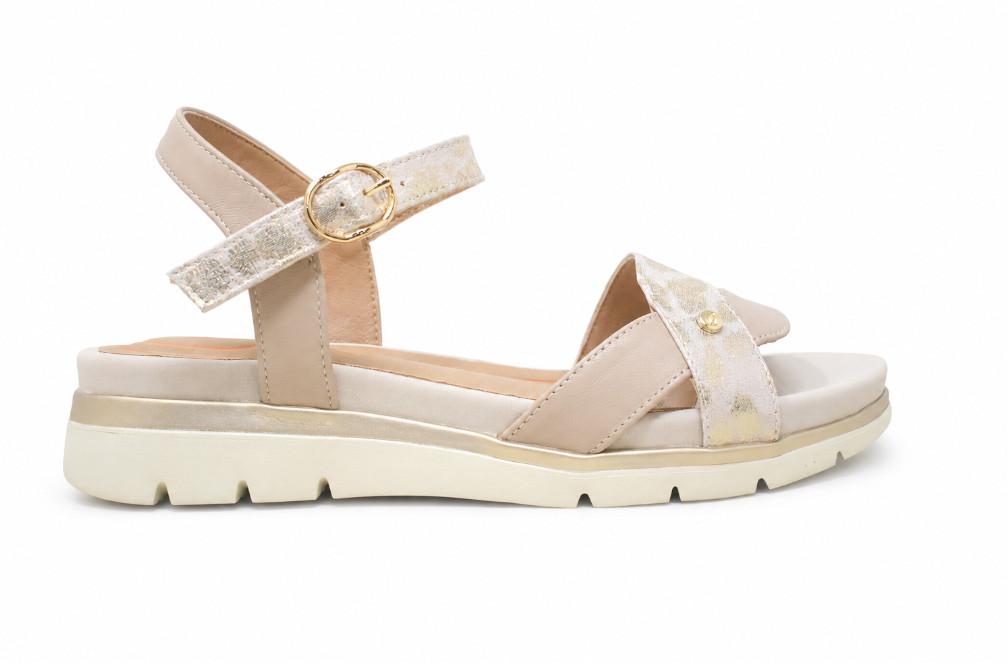 Sandalias de cuña baja Impronte Lucia Cross IL61562A para mujer en beige