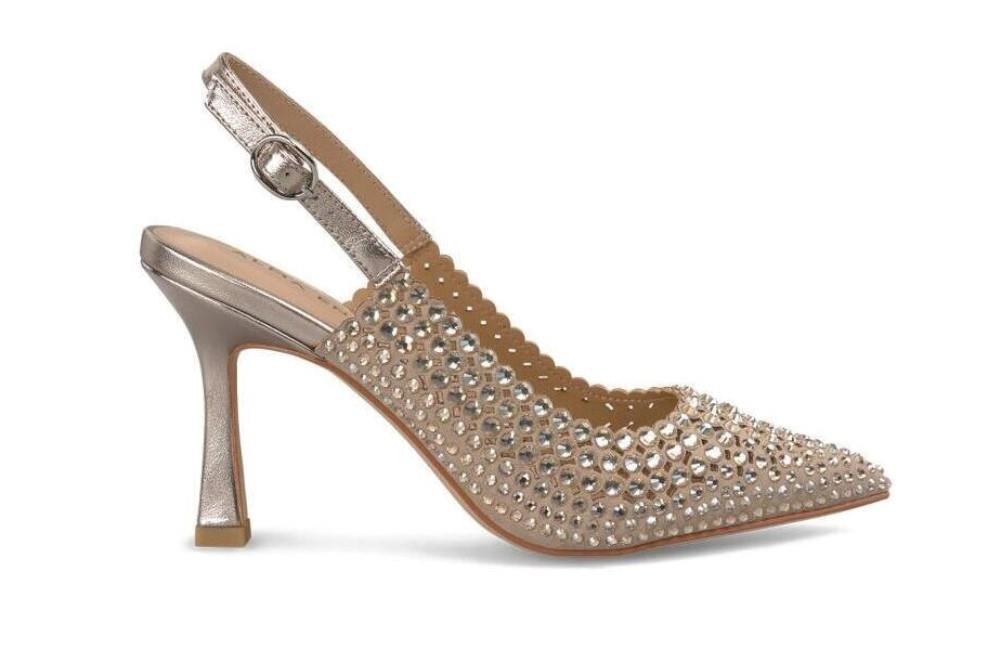 Zapatos de tacón destalonado V250616 en bronce para mujer-Zapatos de fiesta