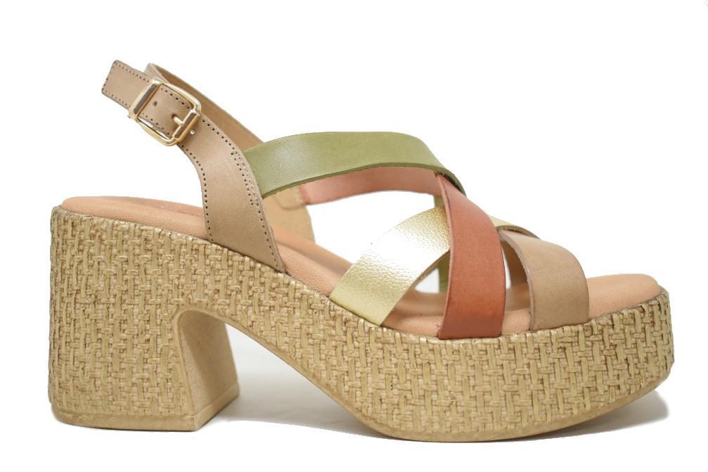 Sandalias con tacón Porronet 3171 en taupe para mujer