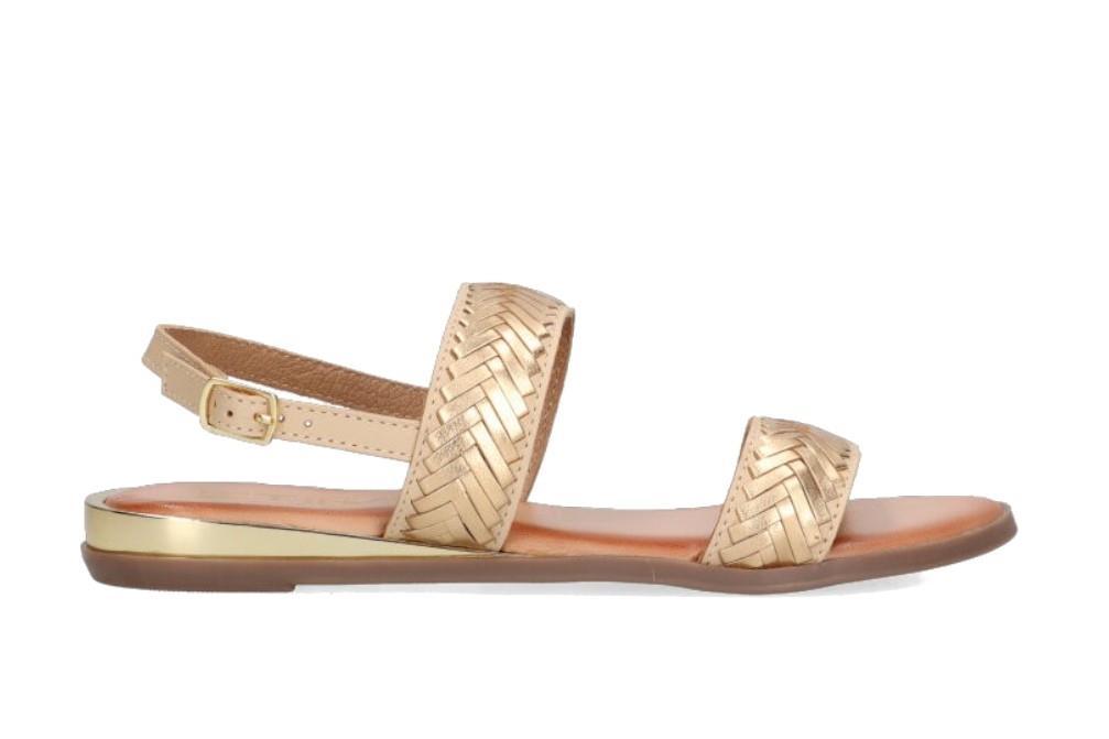 Sandalias planas Etika 10046 en oro para mujer