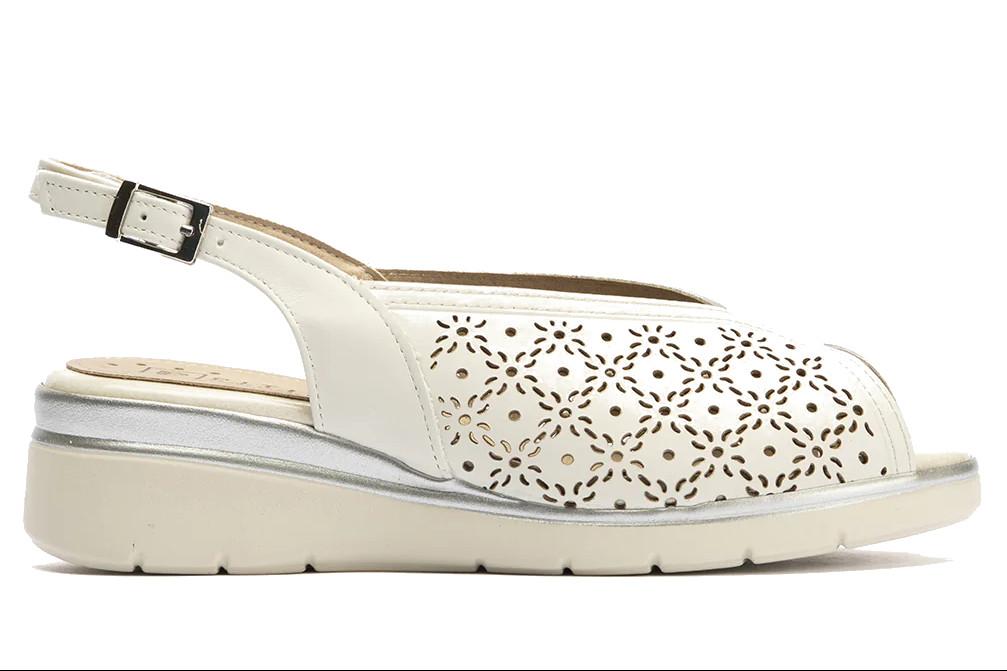 Sandalia de cuña cómoda Pitillos 11040 glacial en piel para mujer