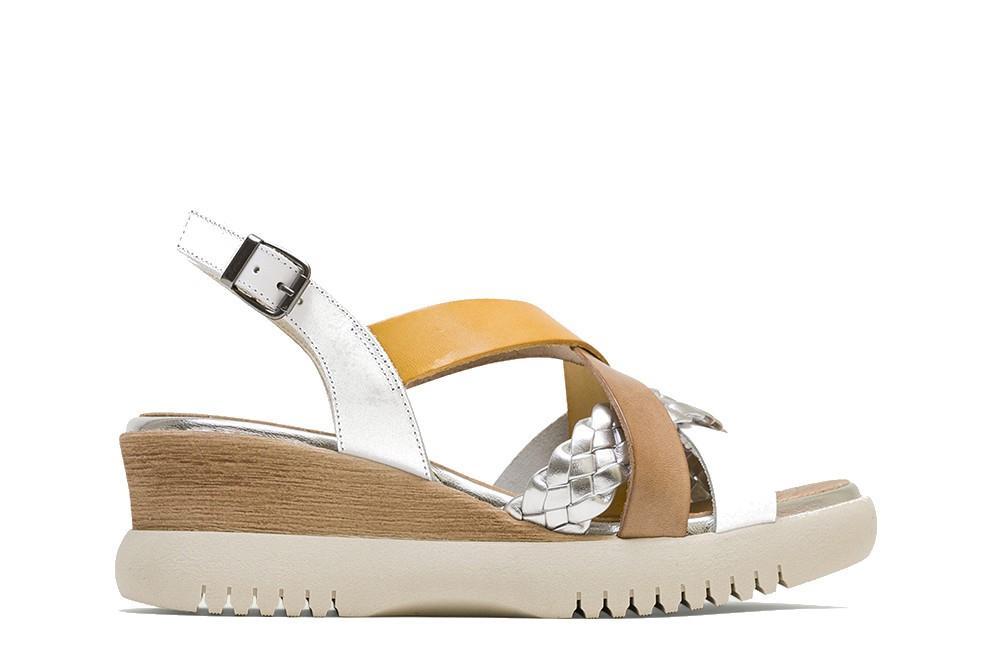 Sandalias con cuña Porronet Bárbara en blanco para mujer