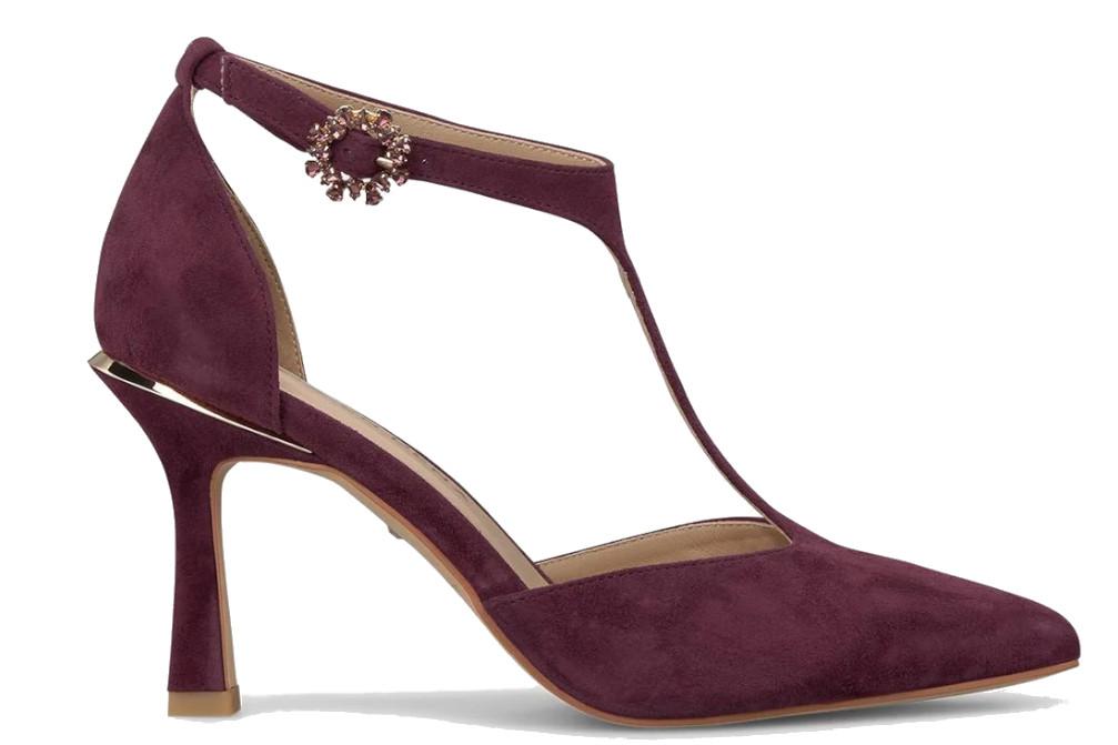 Zapato de tacón para fiesta Alma en Pena I260244 en wine de piel de mujer