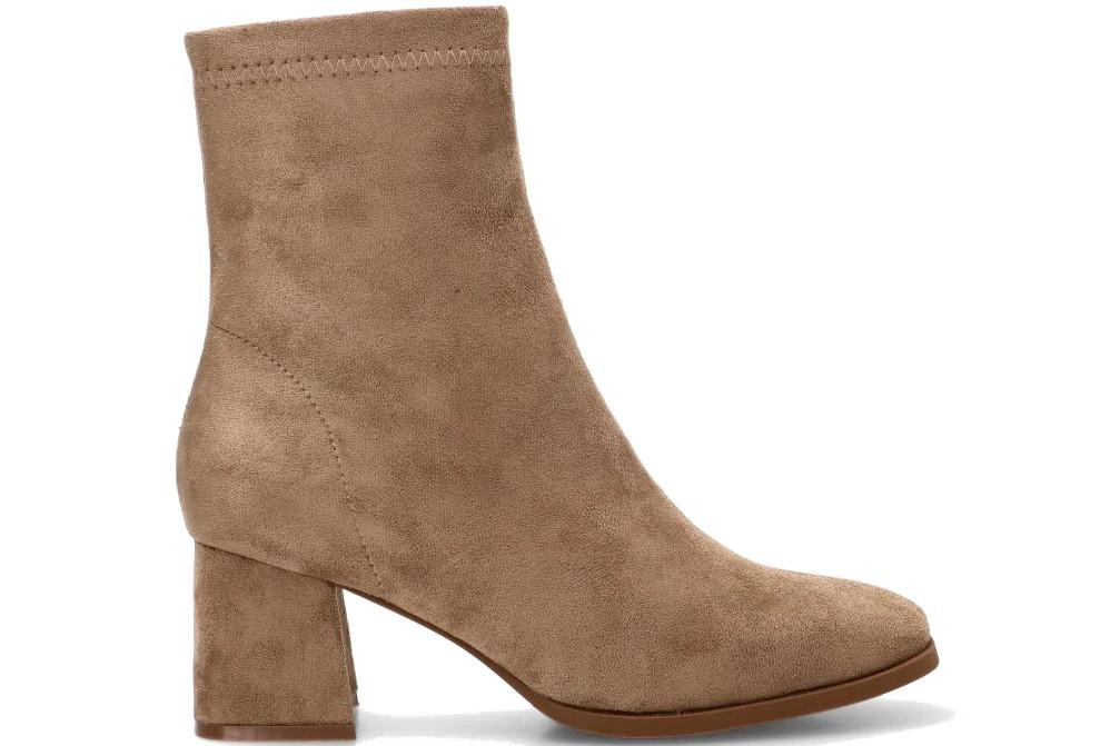 Botines de antelina Etika 32012 taupe con tacón de 6 cm