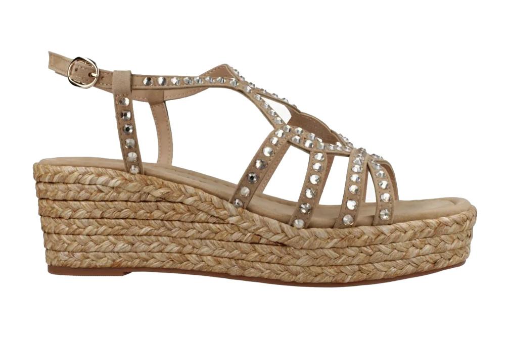 Sandalias de Cuña Alma en Pena V2650753 Siena en arena de mujer con Pedrería