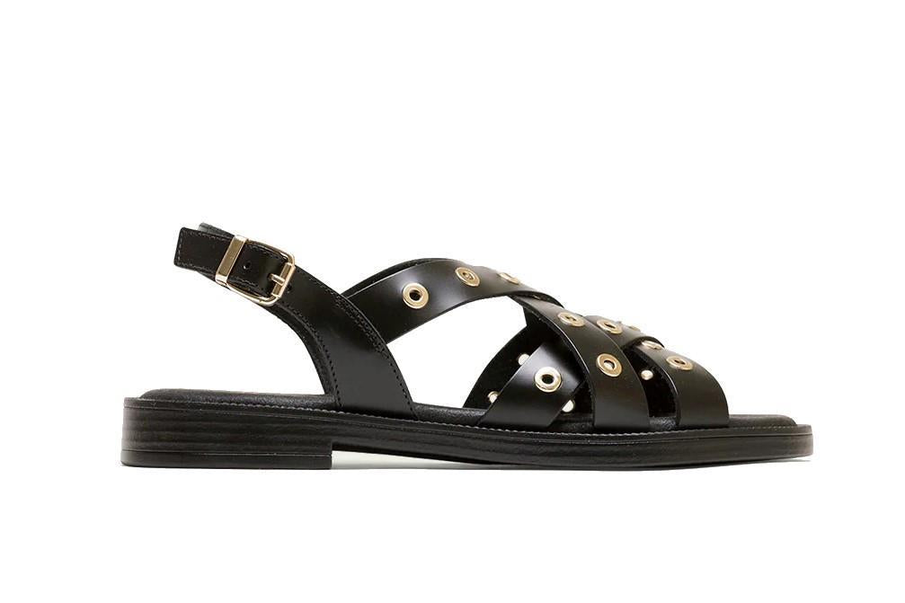 Sandalias planas Porronet Mónica 3125 en negro