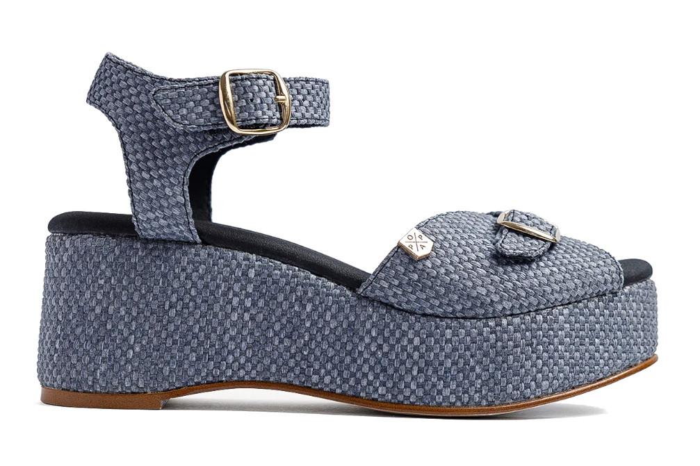 Sandalias de cuña baja Popa Muriel en rafia negro