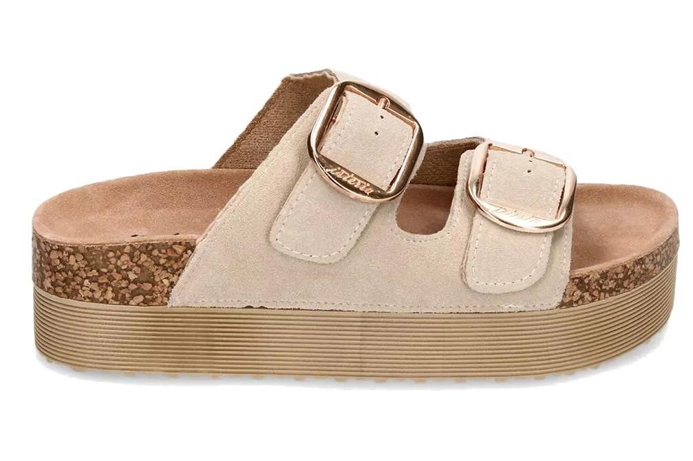 Sandalias bio doble suela Isteria 25221 en beige para mujer