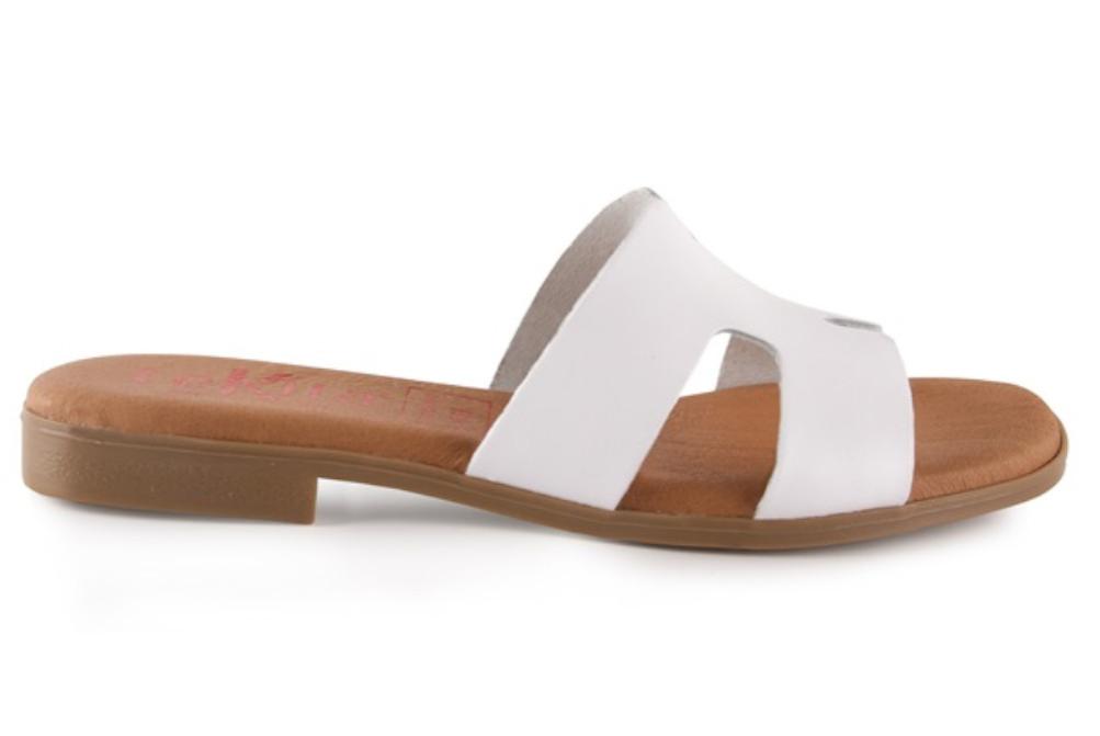 Sandalias plana de Pala Tekila 140 blanco Mujer | Piel Natural, Plantilla Gel y Máximo Confort