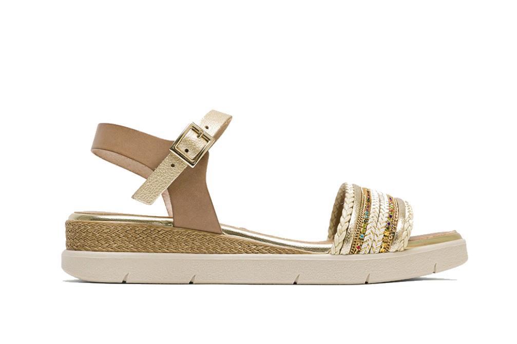 Sandalias planas Porronet Clara 3148 en oro para mujer