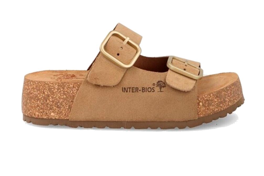 Sandalias Planas Interbios 2007S Beige para Mujer | Sandalias de Piel con Plataforma Baja y Máxima Comodidad