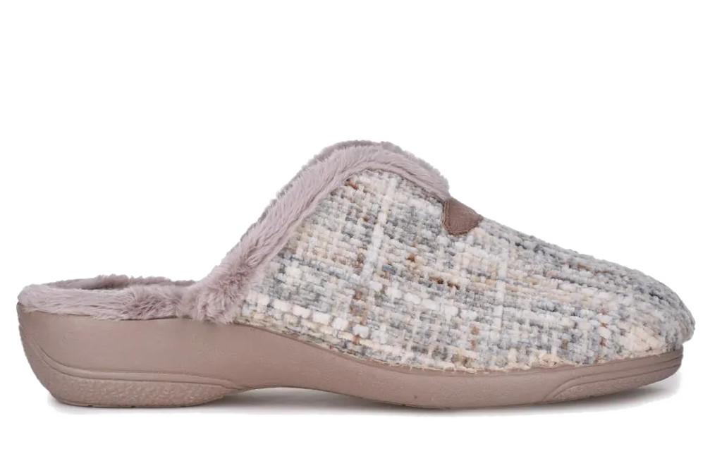 Zapatillas de casa Cabrera 5646 taupe con cuña para mujer