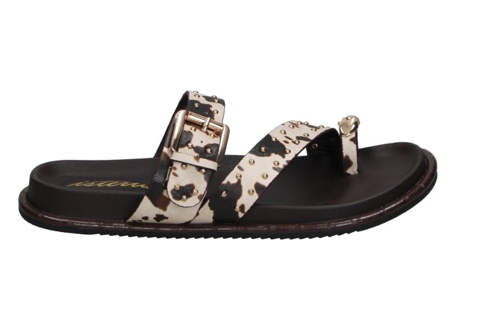 Sandalias Planas Mujer Isteria 1116 Animal Print | Sandalias Veganas con Hebilla