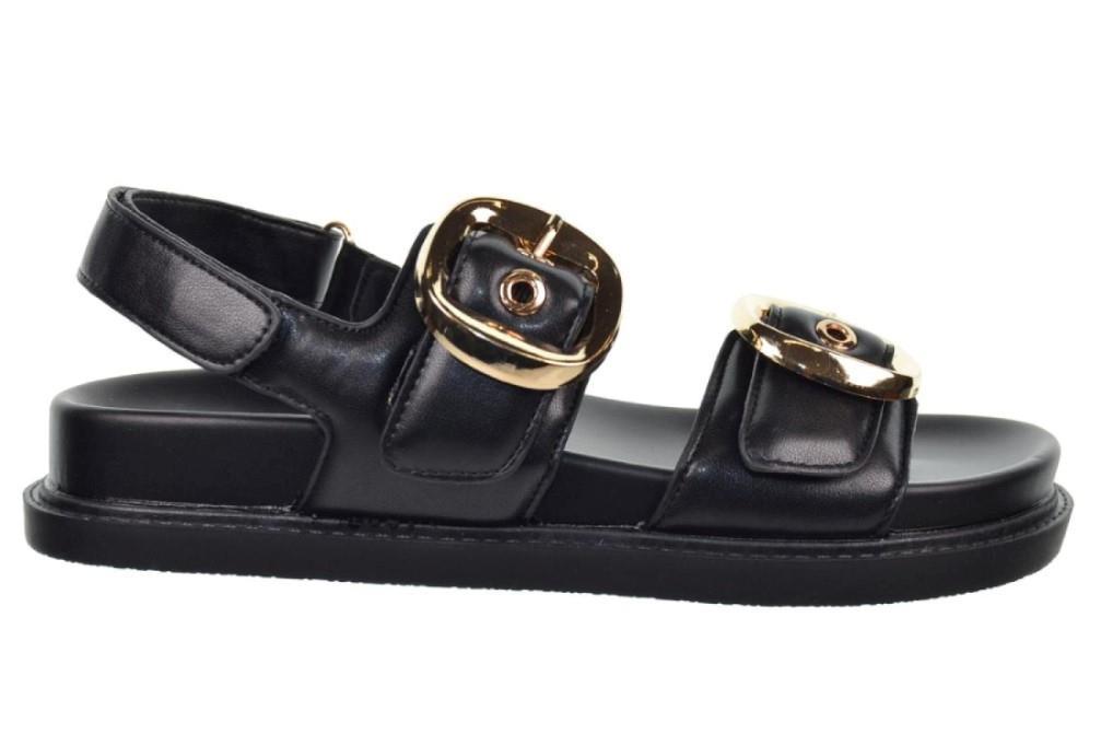 Sandalias planas bio 25056 en negro para mujer