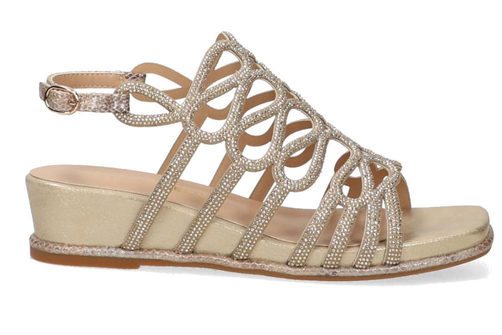 Sandalias planas elegantes Alma en Pena V2651404 con pedrería y puntera cuadrada