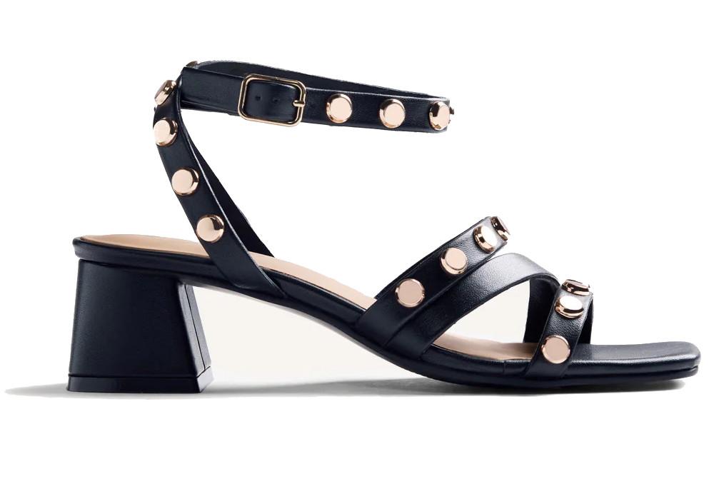 Sandalias de tacón medio de piel Gioseppo Kasulu 79235 negro con tachas – cómodas y elegantes