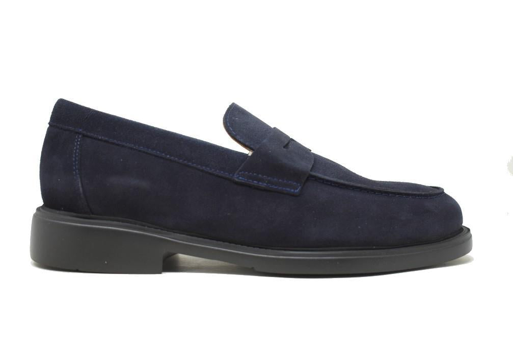 Mocasín para hombre de serraje azul
