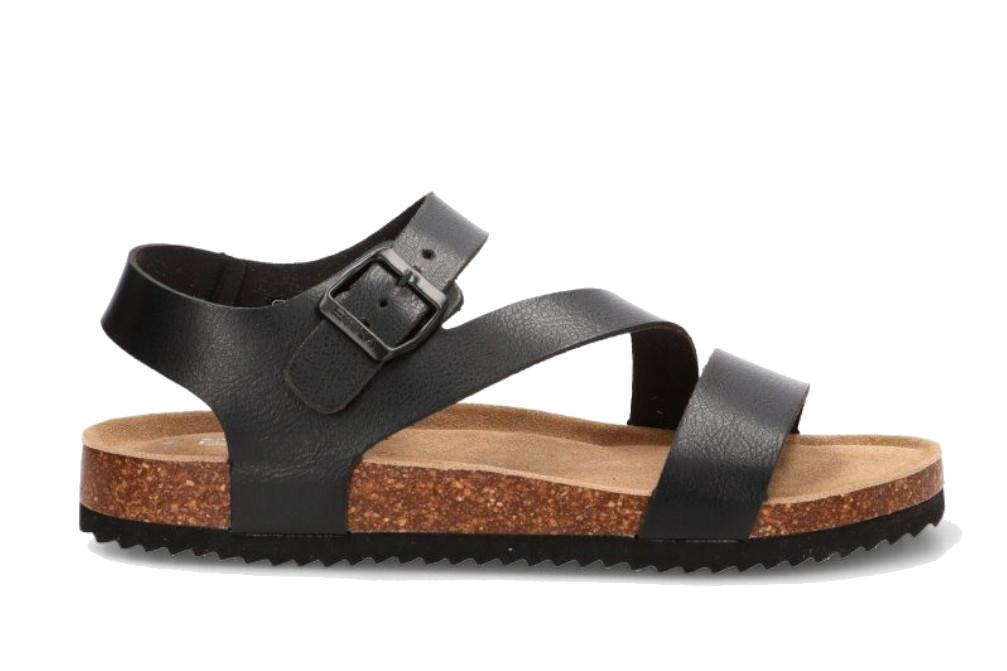 Sandalia Negra Hombre ETIKA 41021 Bio | Sandalia de Tiras con Hebilla