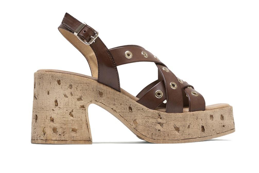 Sandalias con tacón Porronet Zoe 3179 en moka para mujer