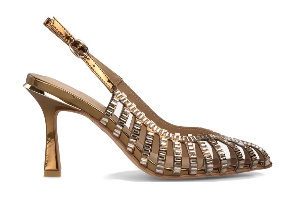 Zapatos de tacón salón metalizado con rejilla para mujer Alma en Pena V261811 – Zapatos de fiesta destalonados