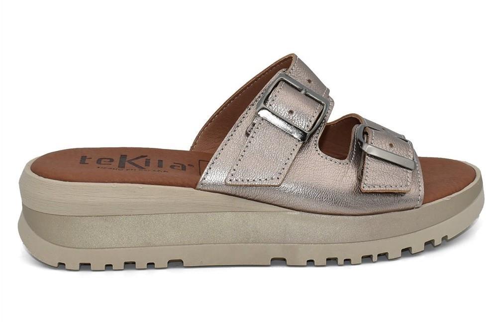 Sandalias con hebilla Tekila S-7090 en titan para mujer