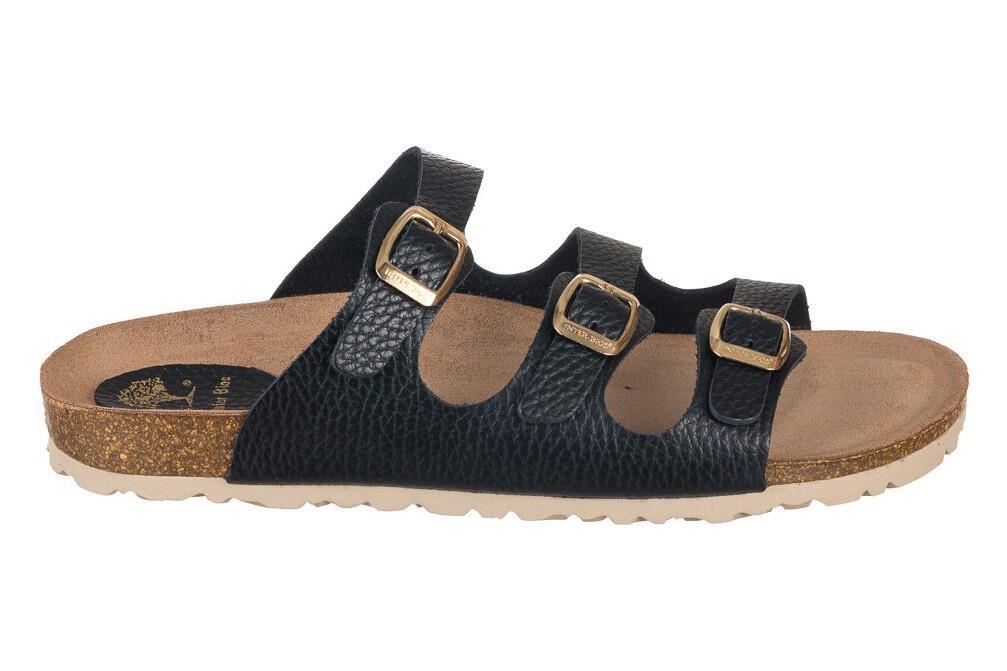 Sandalias planas cómoda Inter Bios 7231 en negro para mujer