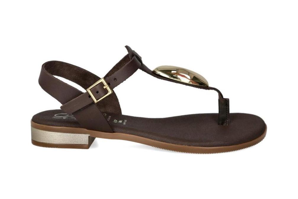 Sandalias esclavas de Piel Oh! My Sandals 5864 marrón para mujer – Sandalias de dedo y Correa Ajustable