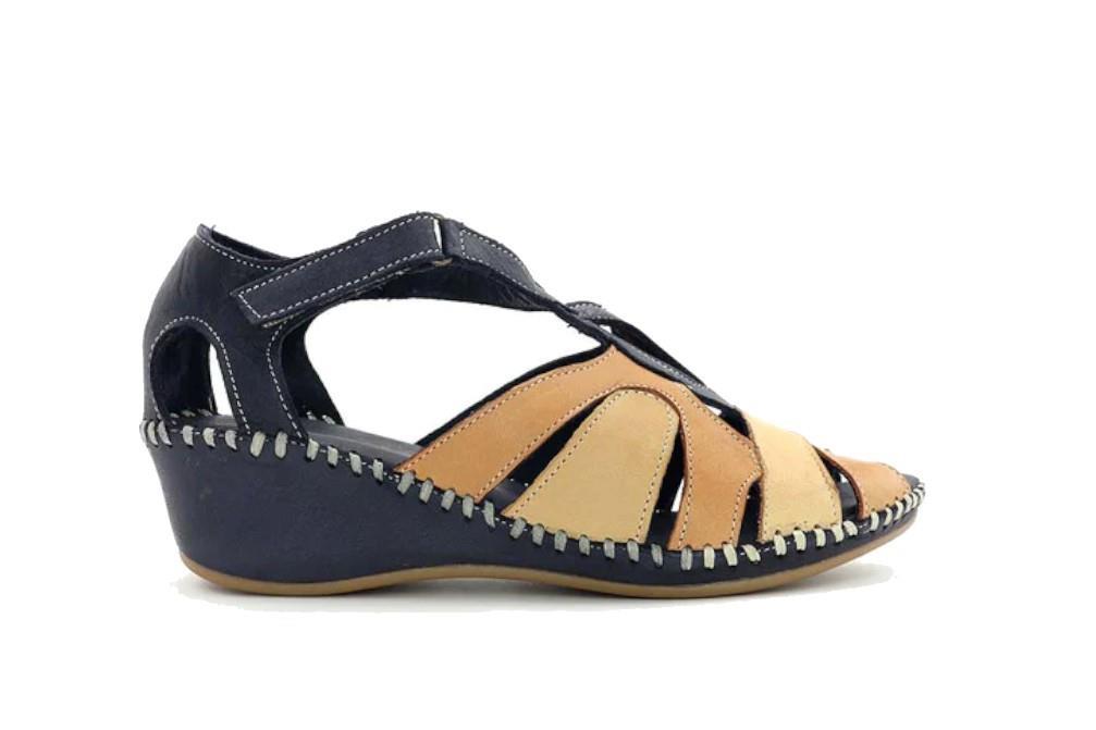 Sandalias con cuña Erase 793-50 en azul para mujer