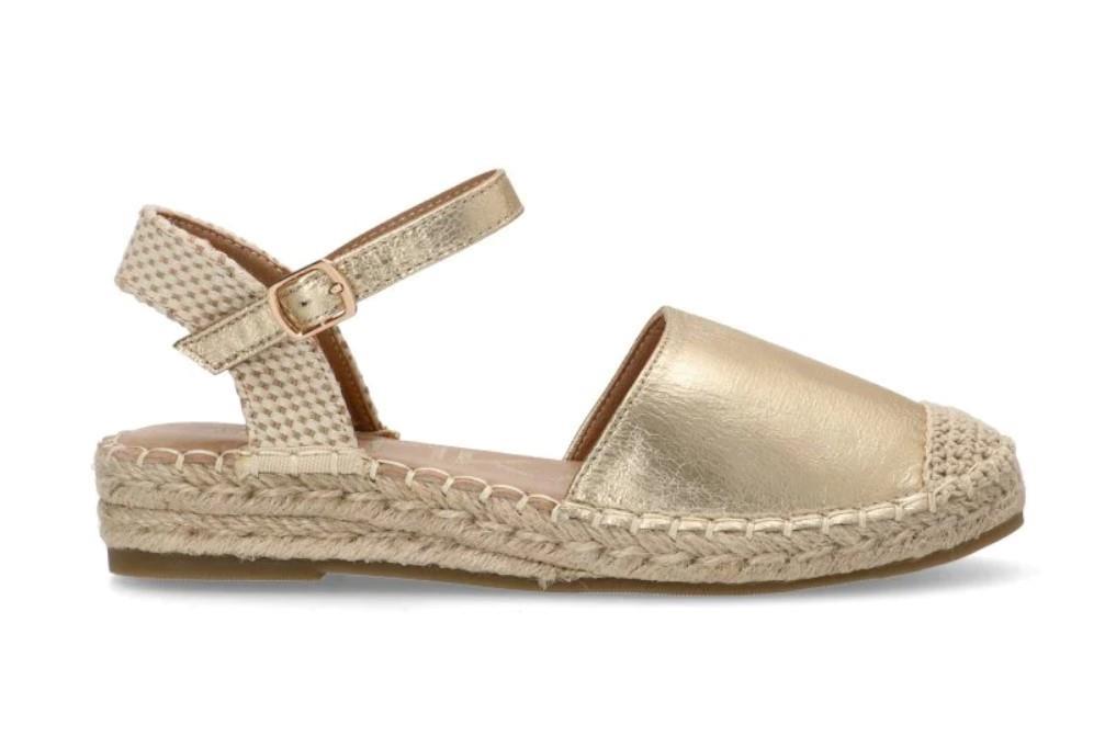 Alpargatas planas ETIKA 20038 VELHA en oro para mujer