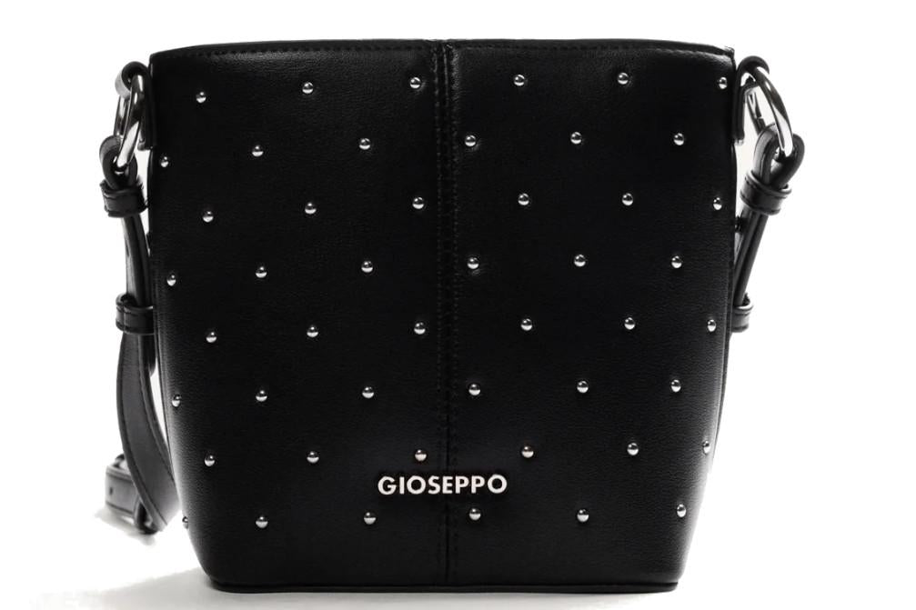 Bolso bandolera Bucket Gioseppo 80675 en negro con tachas para mujer