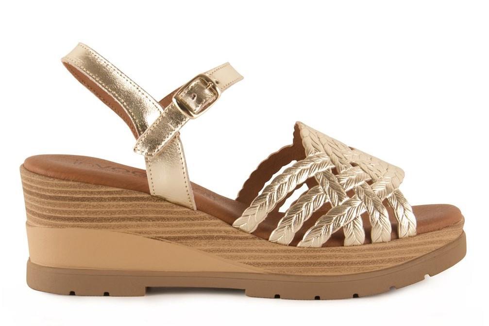 Sandalias con cuña In Vogue S-1074 en platino para mujer