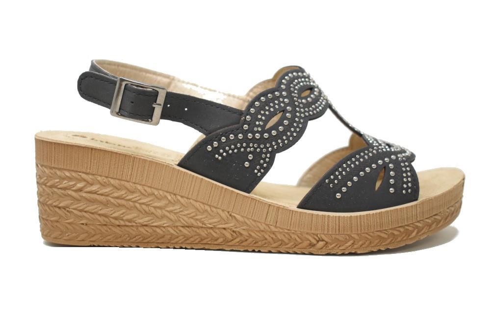 Sandalias con cuña inblu GO000014 en negro